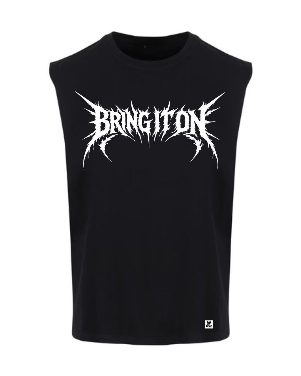 ORGANIC SLEEVELESS SHIRT - "Bring It On" - front - black