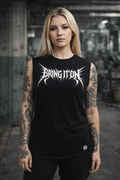 ORGANIC SLEEVELESS SHIRT - "Bring It On" - front - black