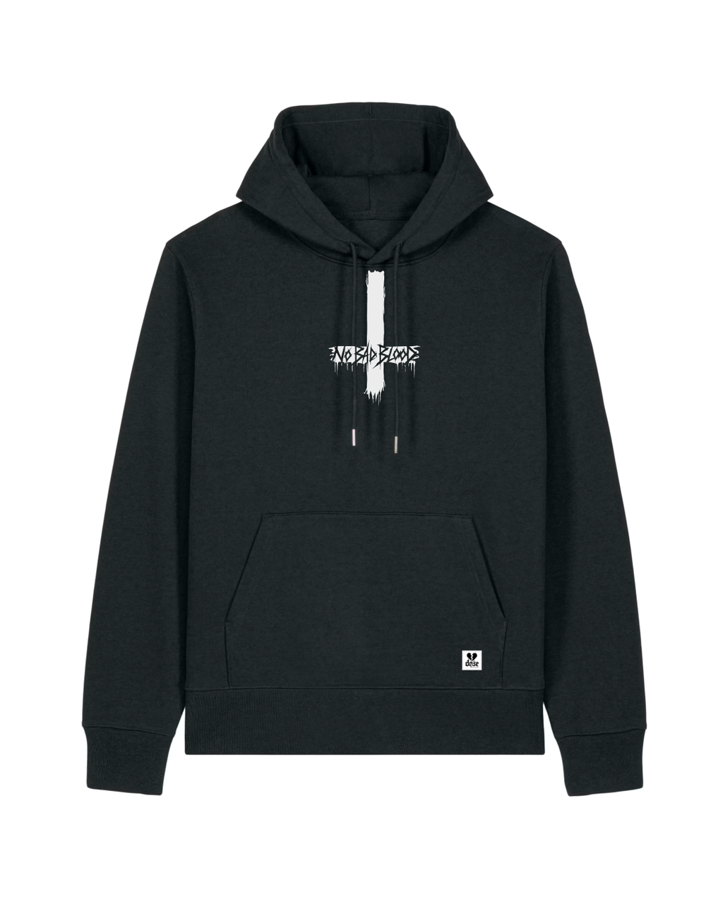 ORGANIC HOODIE - "No Bad Blood" - cross - black