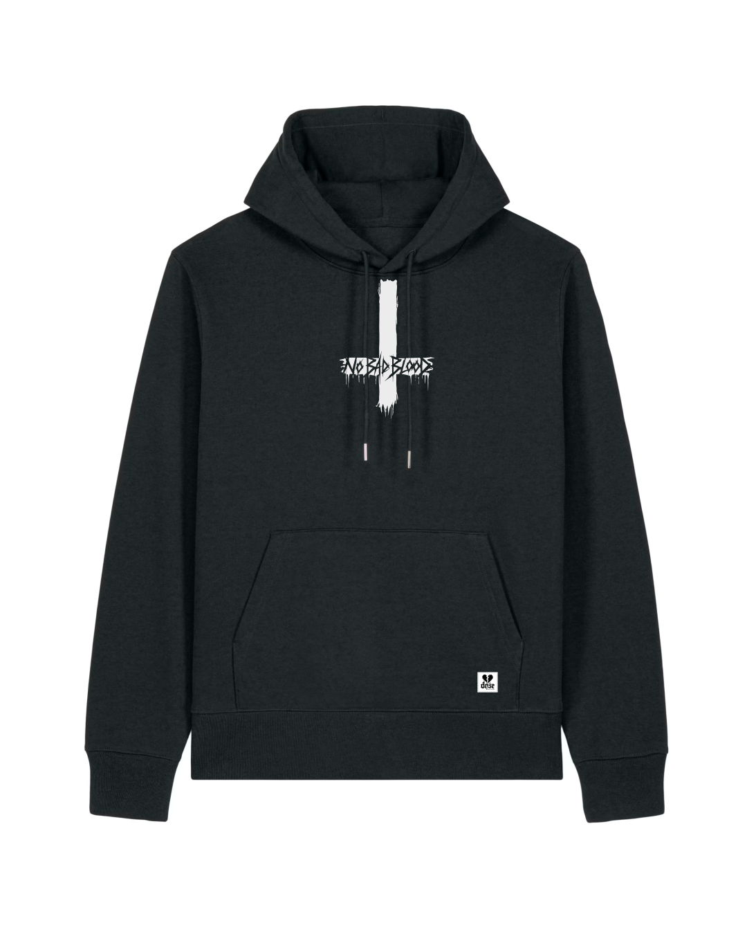 ORGANIC HOODIE - "No Bad Blood" - cross - black