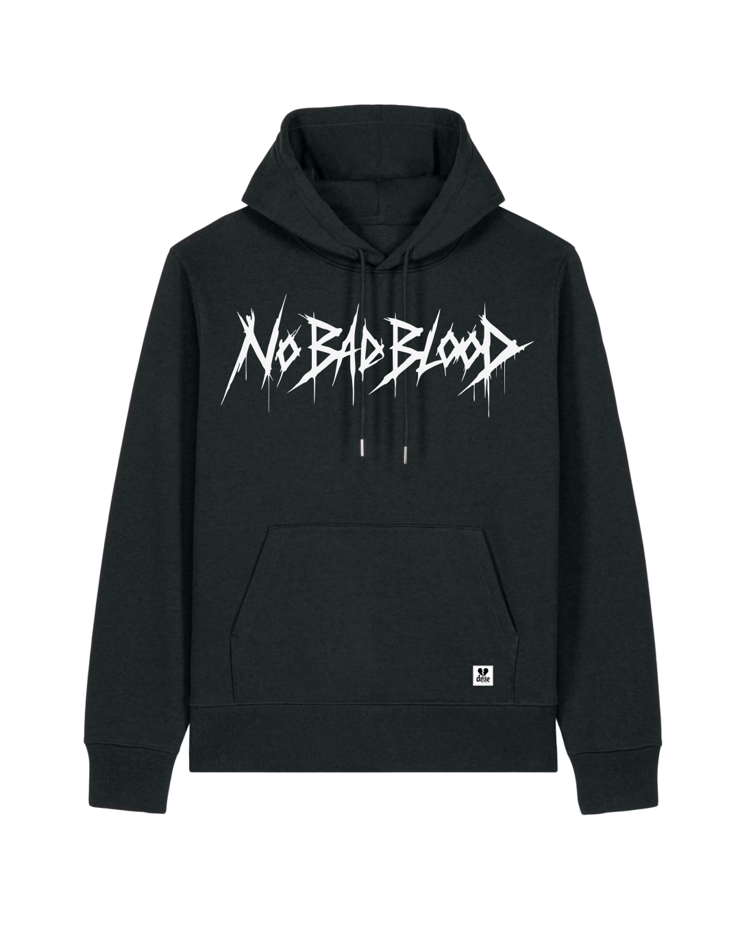ORGANIC HOODIE - "No Bad Blood" - front - black