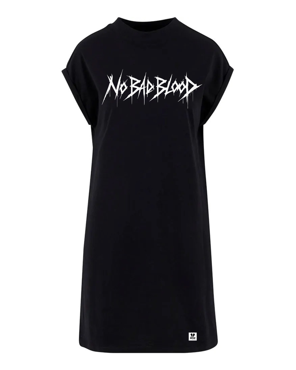 ORGANIC SHOULDER DRESS - "No Bad Blood" - front - black