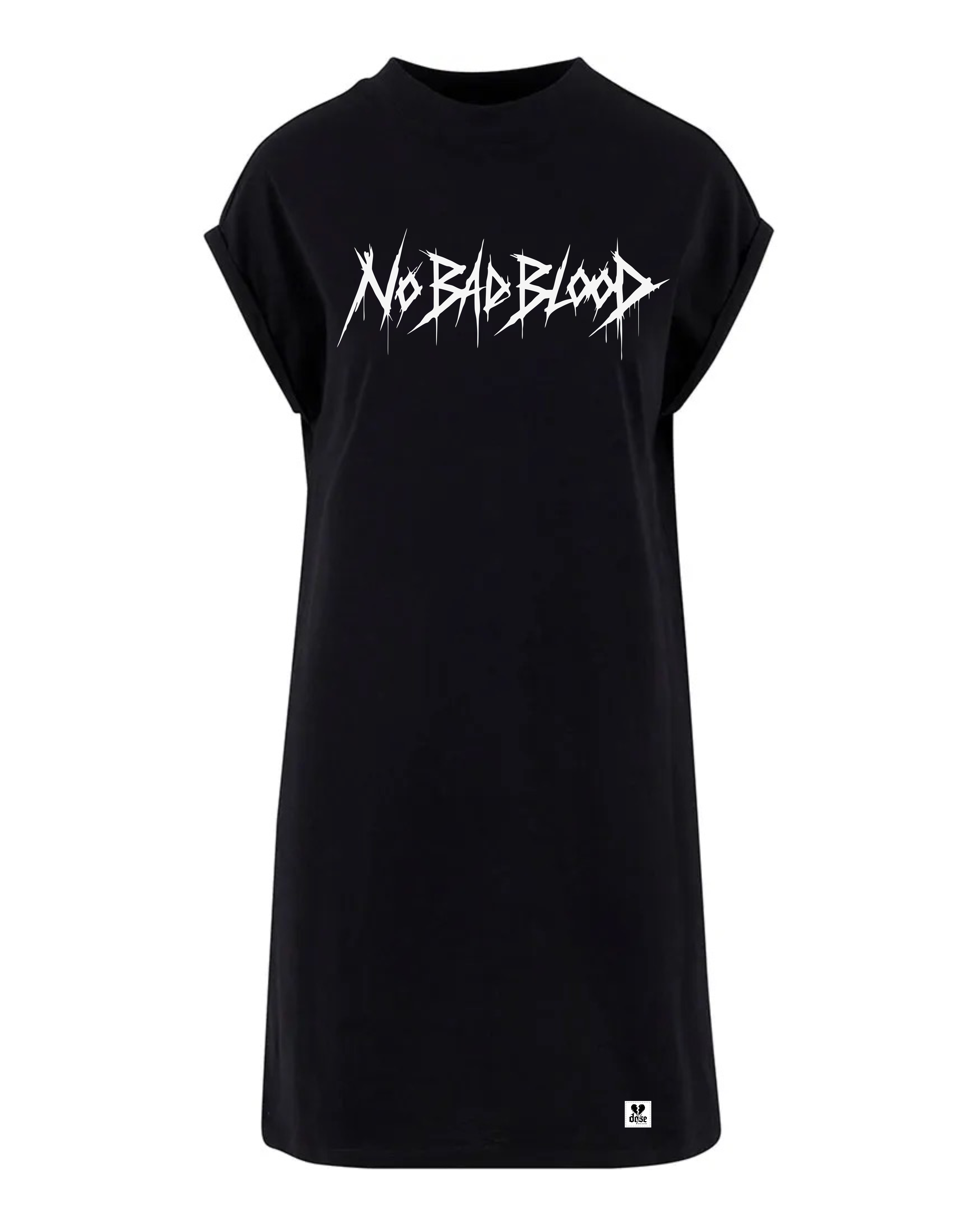 ORGANIC SHOULDER DRESS - "No Bad Blood" - front - black