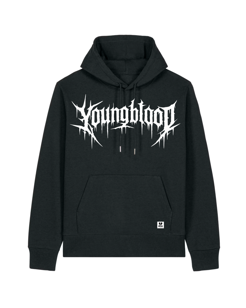 ORGANIC HOODIE - "Youngblood" - front - black