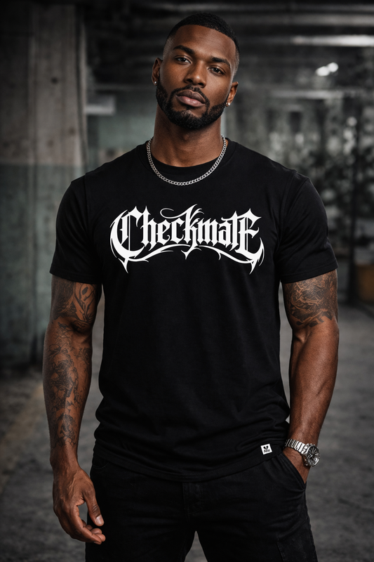ORGANIC T-SHIRT - "Checkmate" - front - black