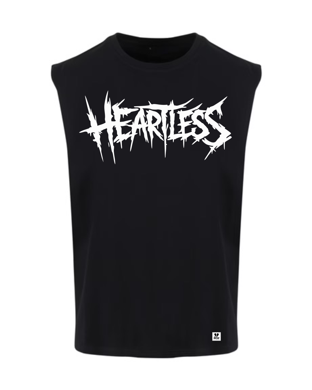 ORGANIC SLEEVELESS SHIRT - "Heartless" - front - black