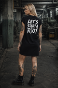ORGANIC SHOULDER DRESS - "R!OT" - backpiece - black