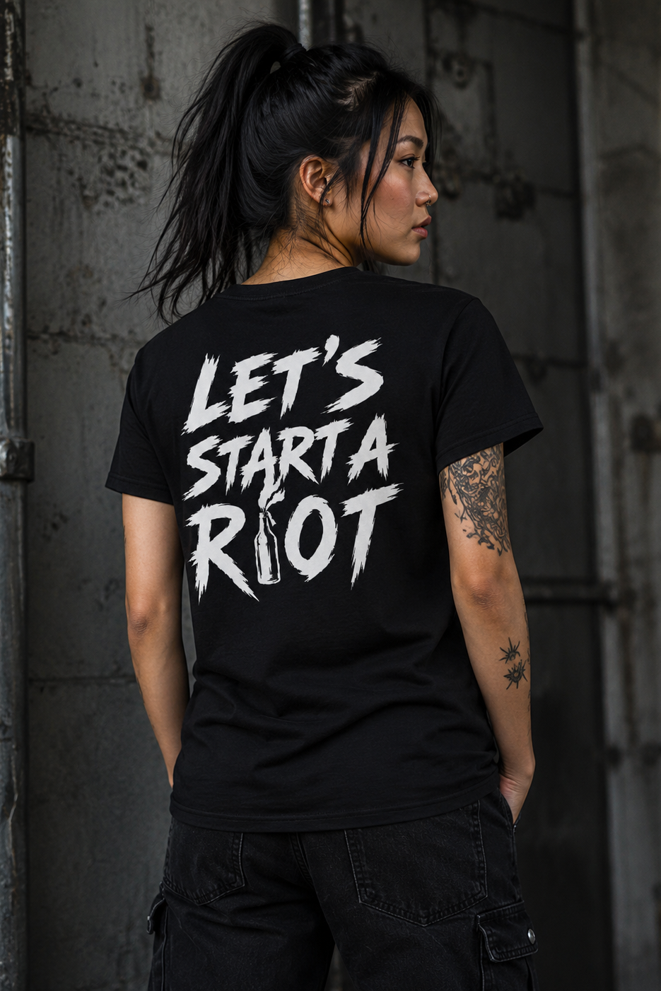 ORGANIC T-SHIRT - "R!OT" - backpiece - black