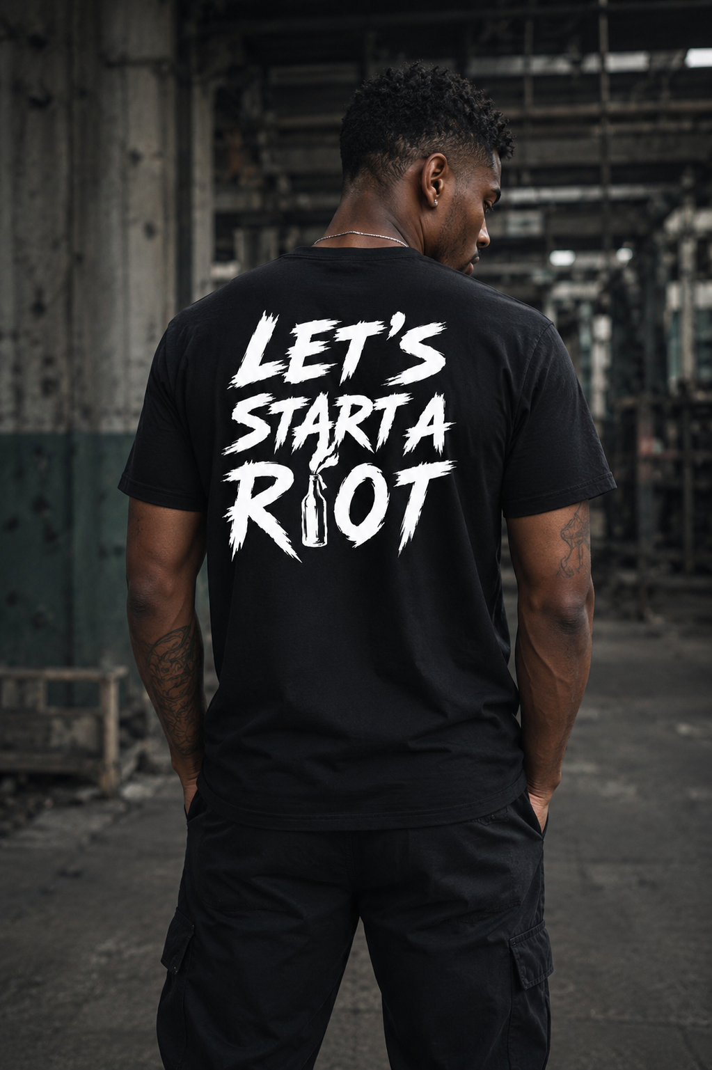 ORGANIC T-SHIRT - "R!OT" - backpiece - black