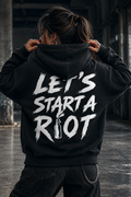 ORGANIC HOODIE - "R!OT" - backpiece - black