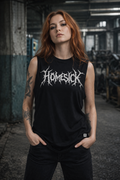 ORGANIC SLEEVELESS SHIRT - "Homesick" - front - black