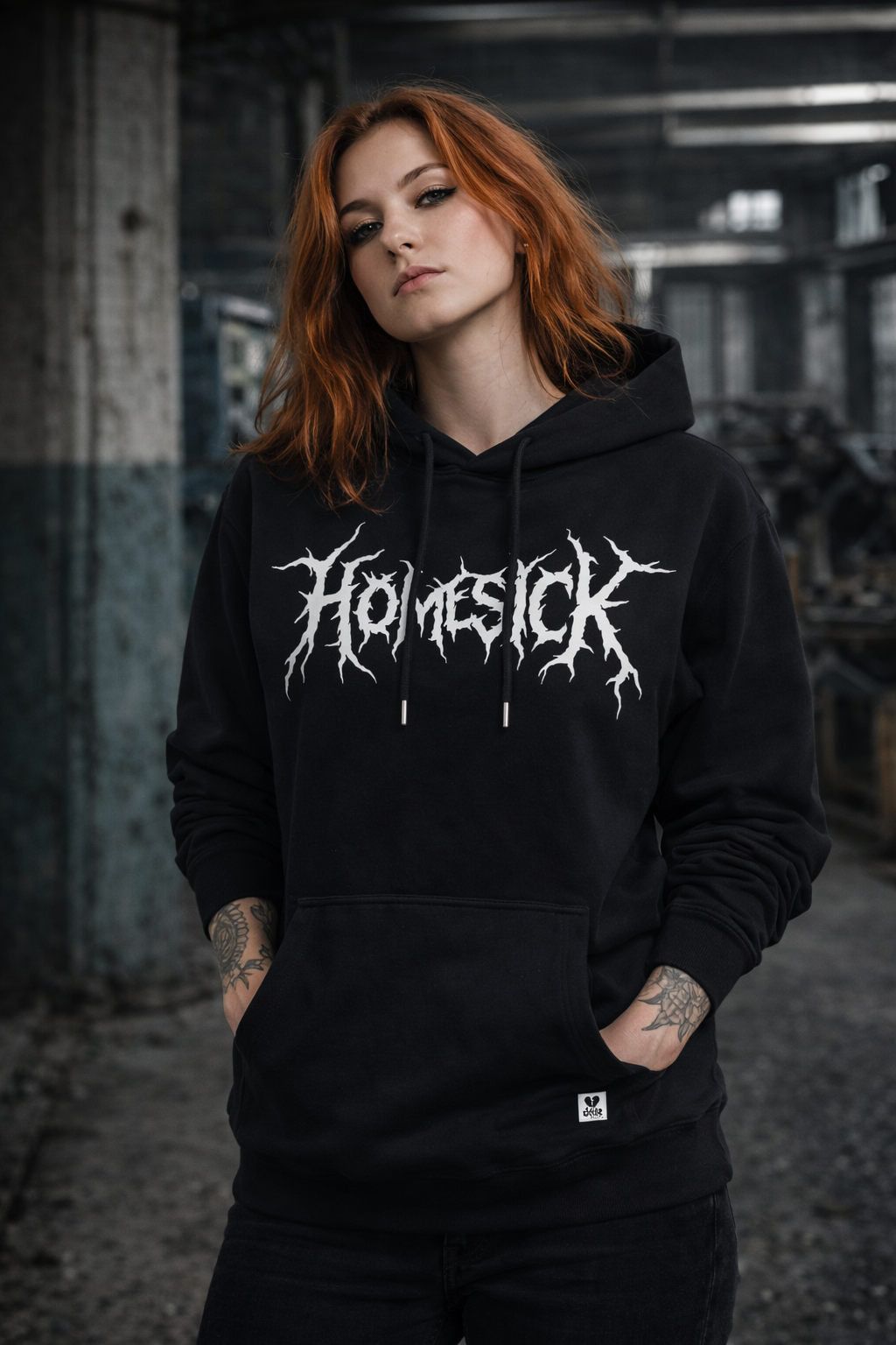 ORGANIC HOODIE - "Homesick" - front - black