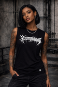 ORGANIC SLEEVELESS SHIRT - "Youngblood" - front - black