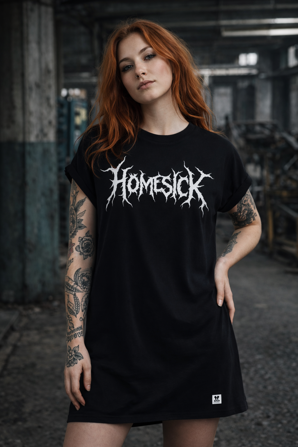 ORGANIC SHOULDER DRESS - "Homesick" - front - black
