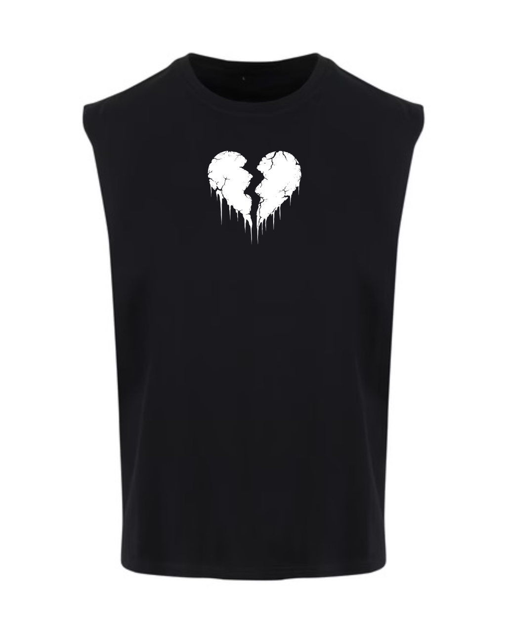 ORGANIC SLEEVELESS SHIRT - "Lightning Heart" - front - black