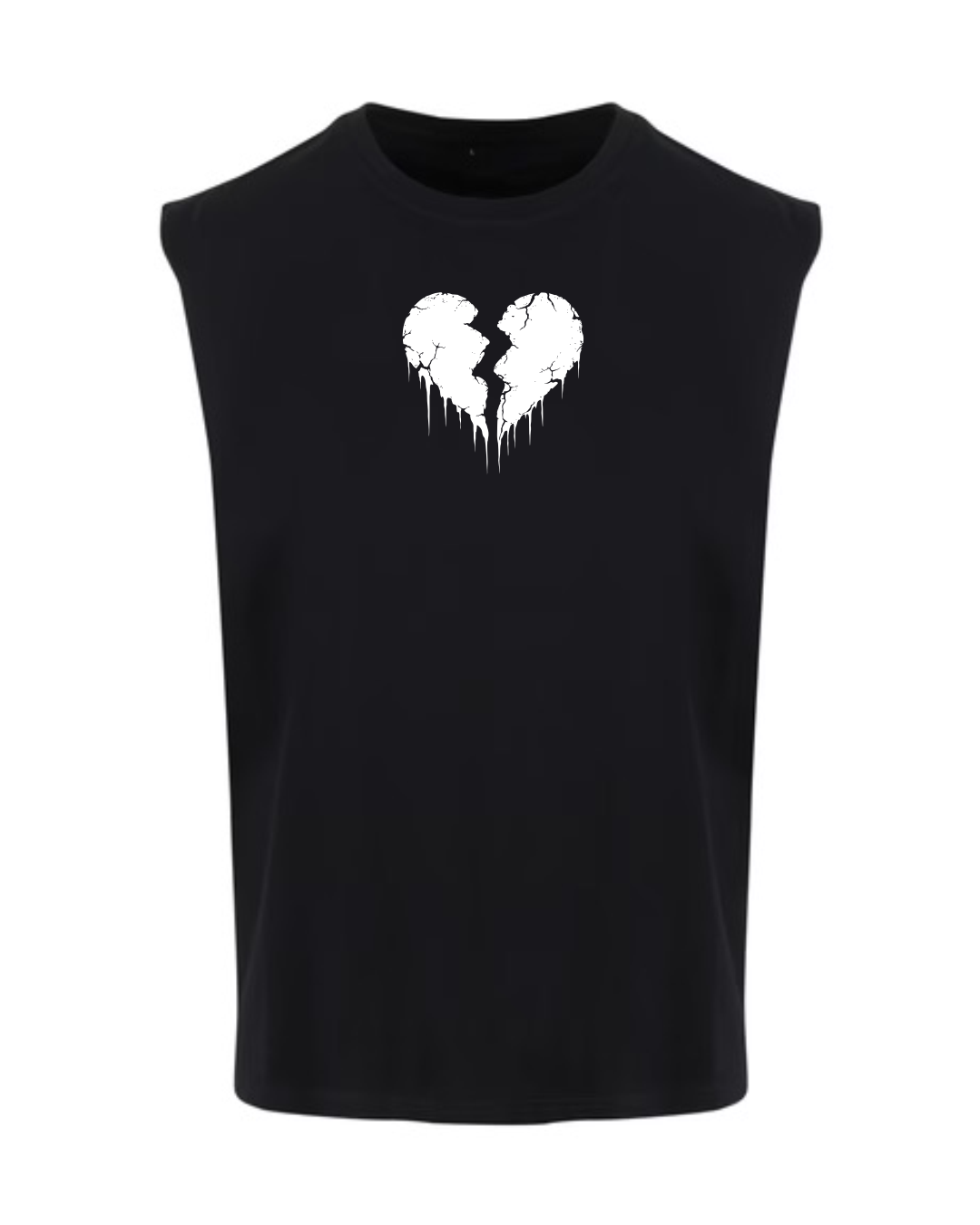 ORGANIC SLEEVELESS SHIRT - "Lightning Heart" - front - black