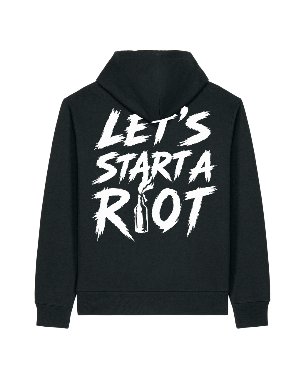 ORGANIC HOODIE - "R!OT" - backpiece - black