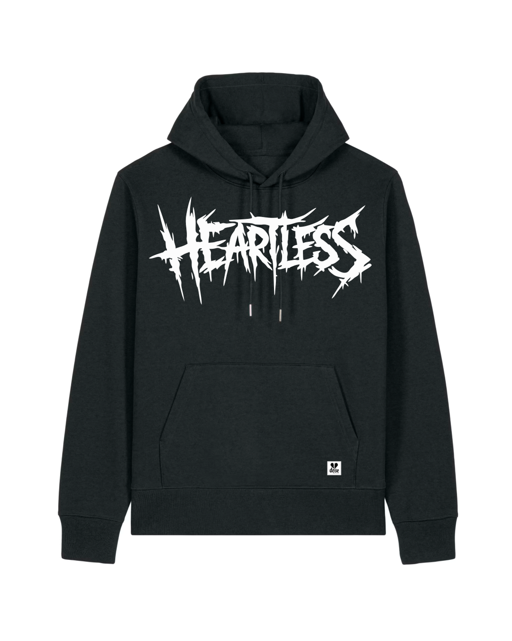 ORGANIC HOODIE - "Heartless" - front - black