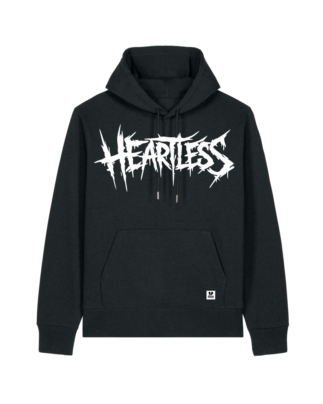 ORGANIC HOODIE - "Heartless" - front - black