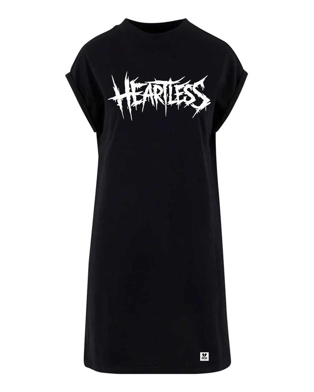 ORGANIC SHOULDER DRESS - "Heartless" - front - black