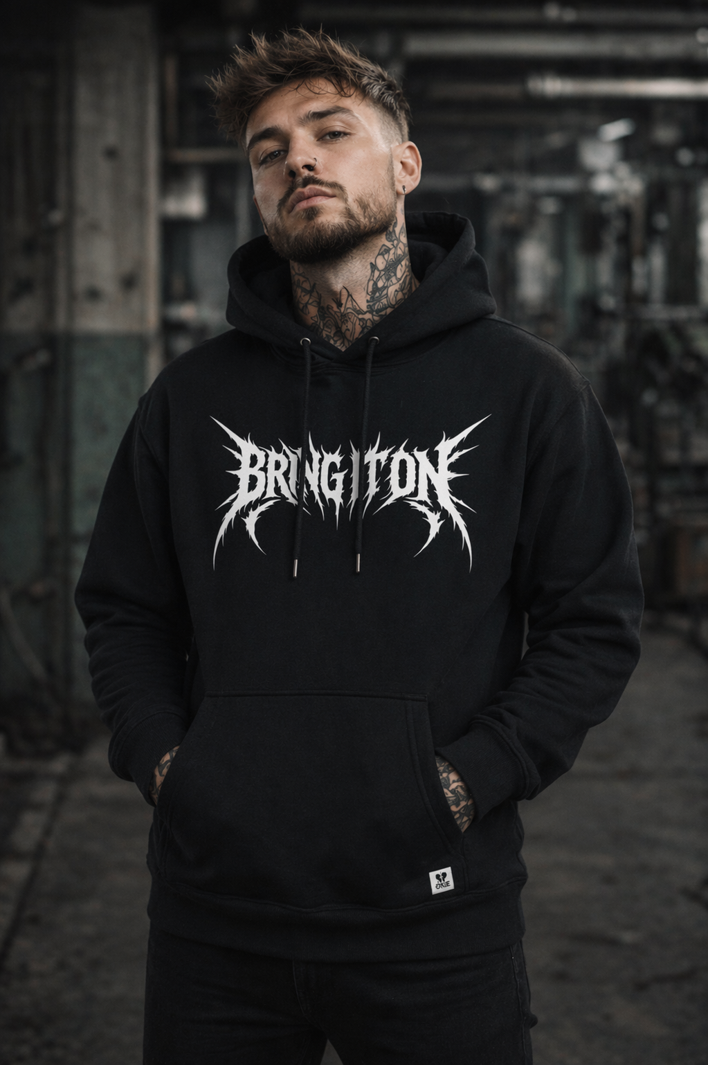 ORGANIC HOODIE - "Bring It On" - front - black