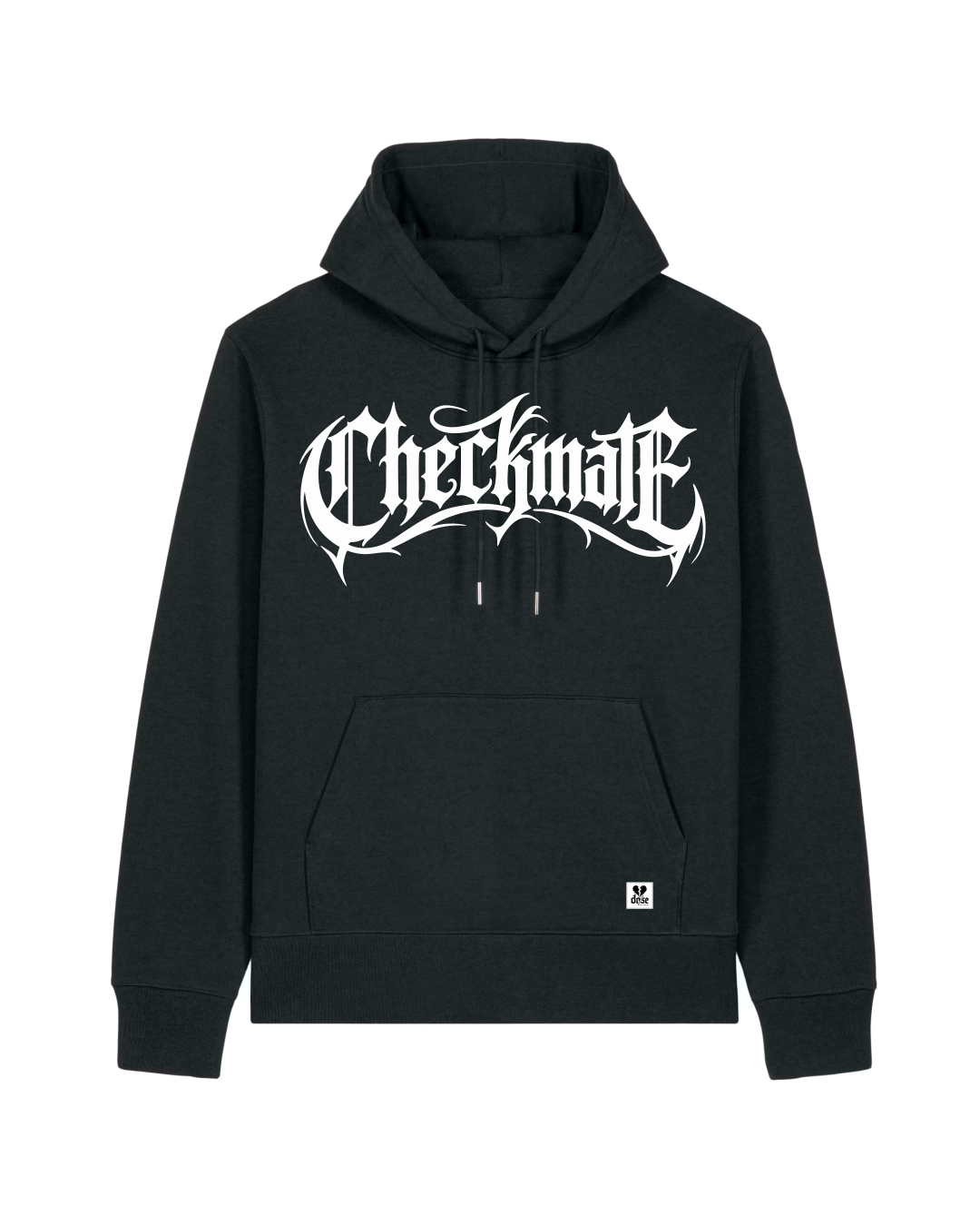 ORGANIC HOODIE - "Checkmate" - front - black