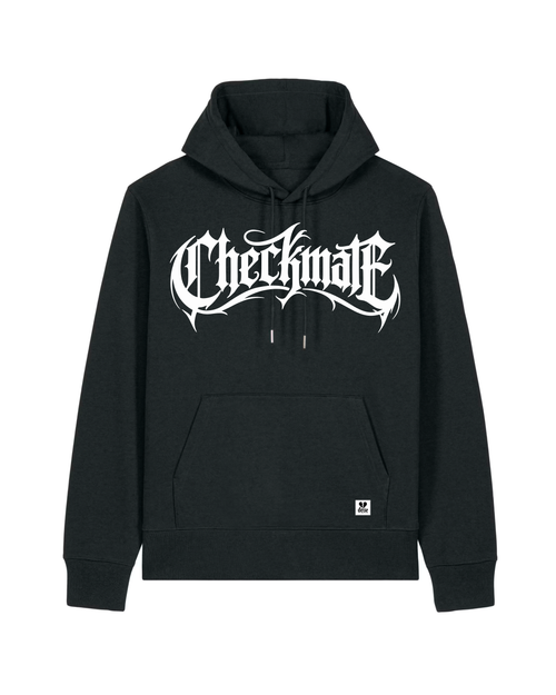 ORGANIC HOODIE - "Checkmate" - front - black