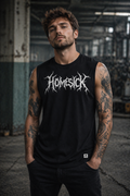 ORGANIC SLEEVELESS SHIRT - "Homesick" - front - black