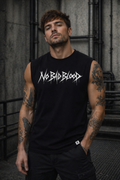 ORGANIC SLEEVELESS SHIRT - "No Bad Blood" - front - black