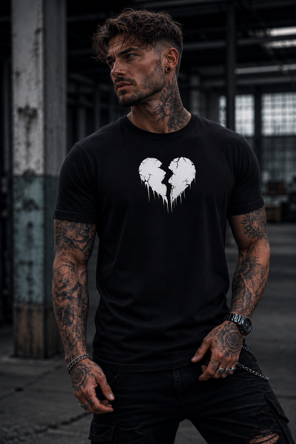 ORGANIC T-SHIRT - "Lightning Heart" - front - black