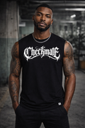 ORGANIC SLEEVELESS SHIRT - "Checkmate" - front - black