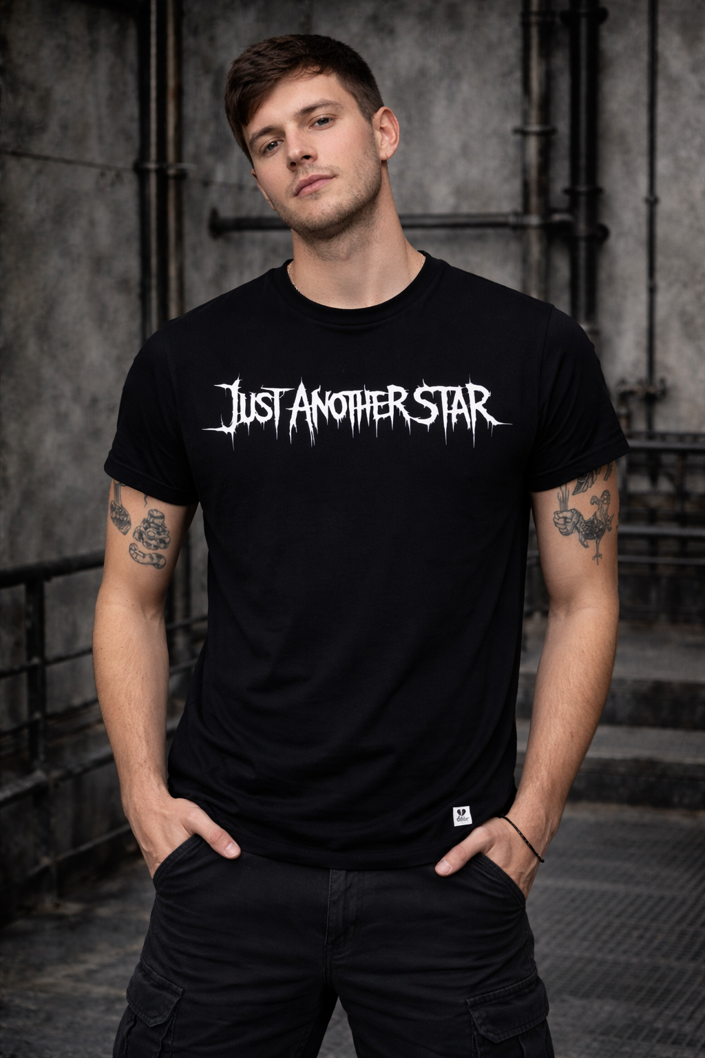 ORGANIC T-SHIRT - "Just Another Star" - front - black