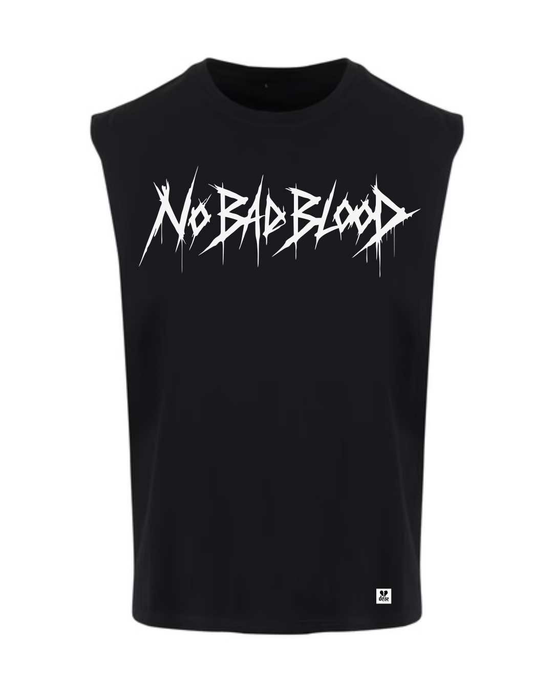 ORGANIC SLEEVELESS SHIRT - "No Bad Blood" - front - black