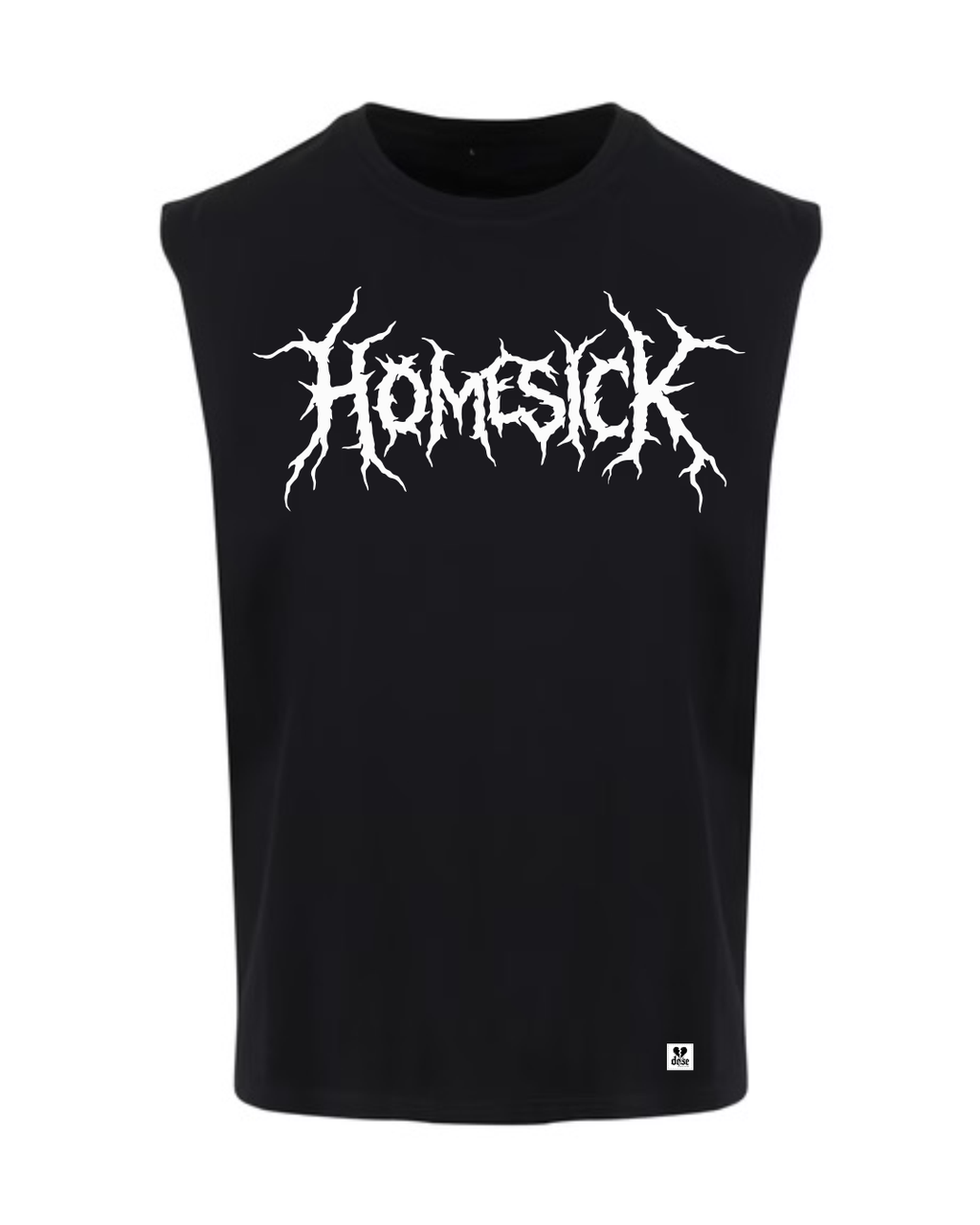 ORGANIC SLEEVELESS SHIRT - "Homesick" - front - black