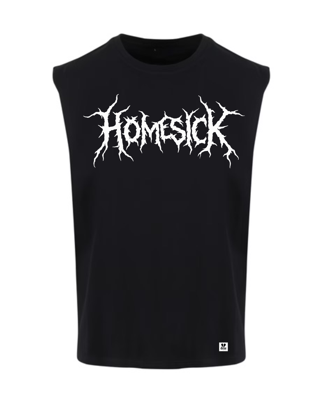 ORGANIC SLEEVELESS SHIRT - "Homesick" - front - black