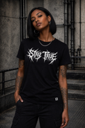ORGANIC T-SHIRT - "Stay True" - front - black