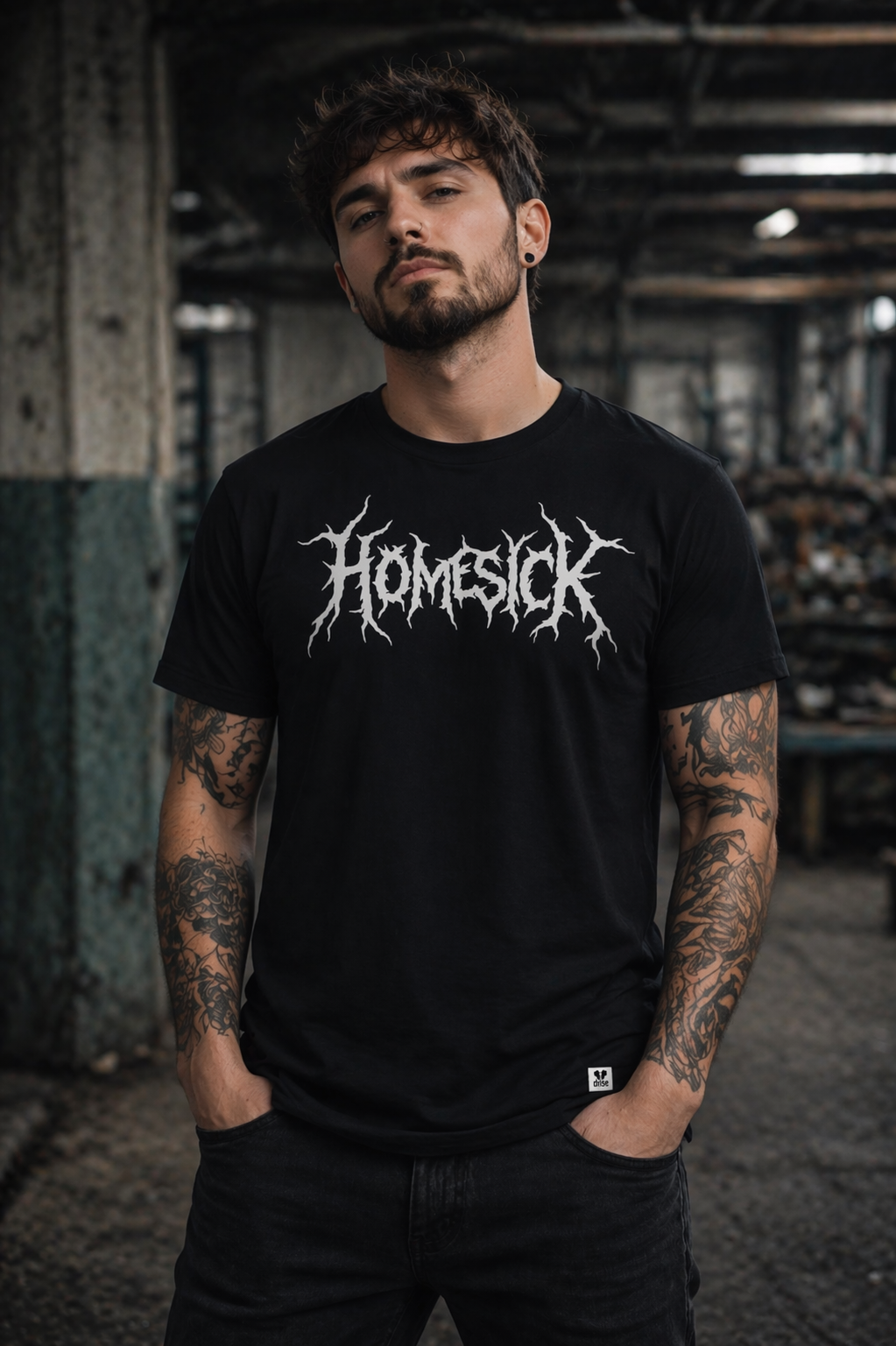 ORGANIC T-SHIRT - "Homesick" - front - black