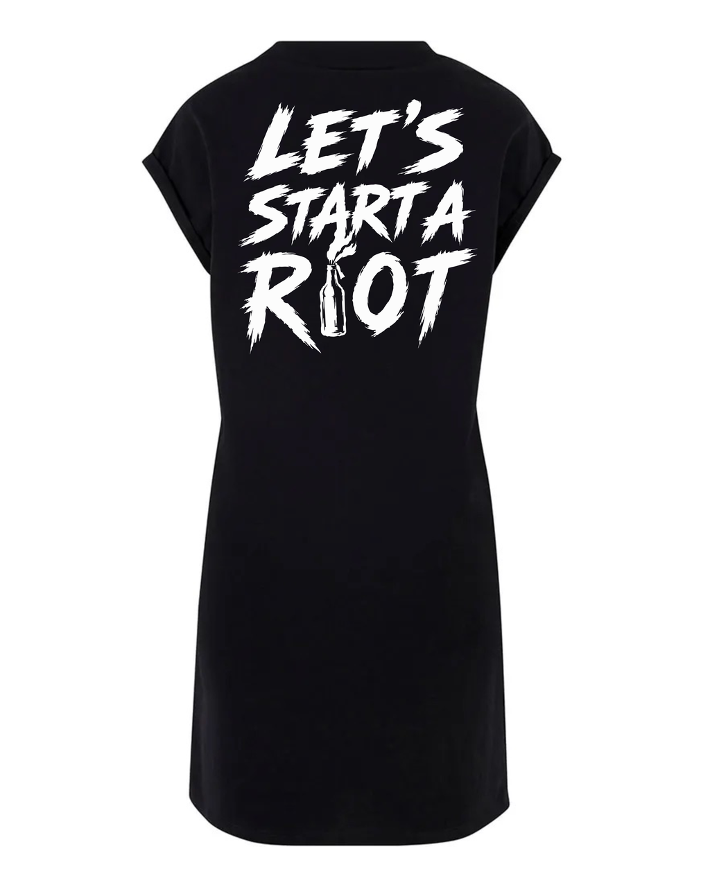 ORGANIC SHOULDER DRESS - "R!OT" - backpiece - black