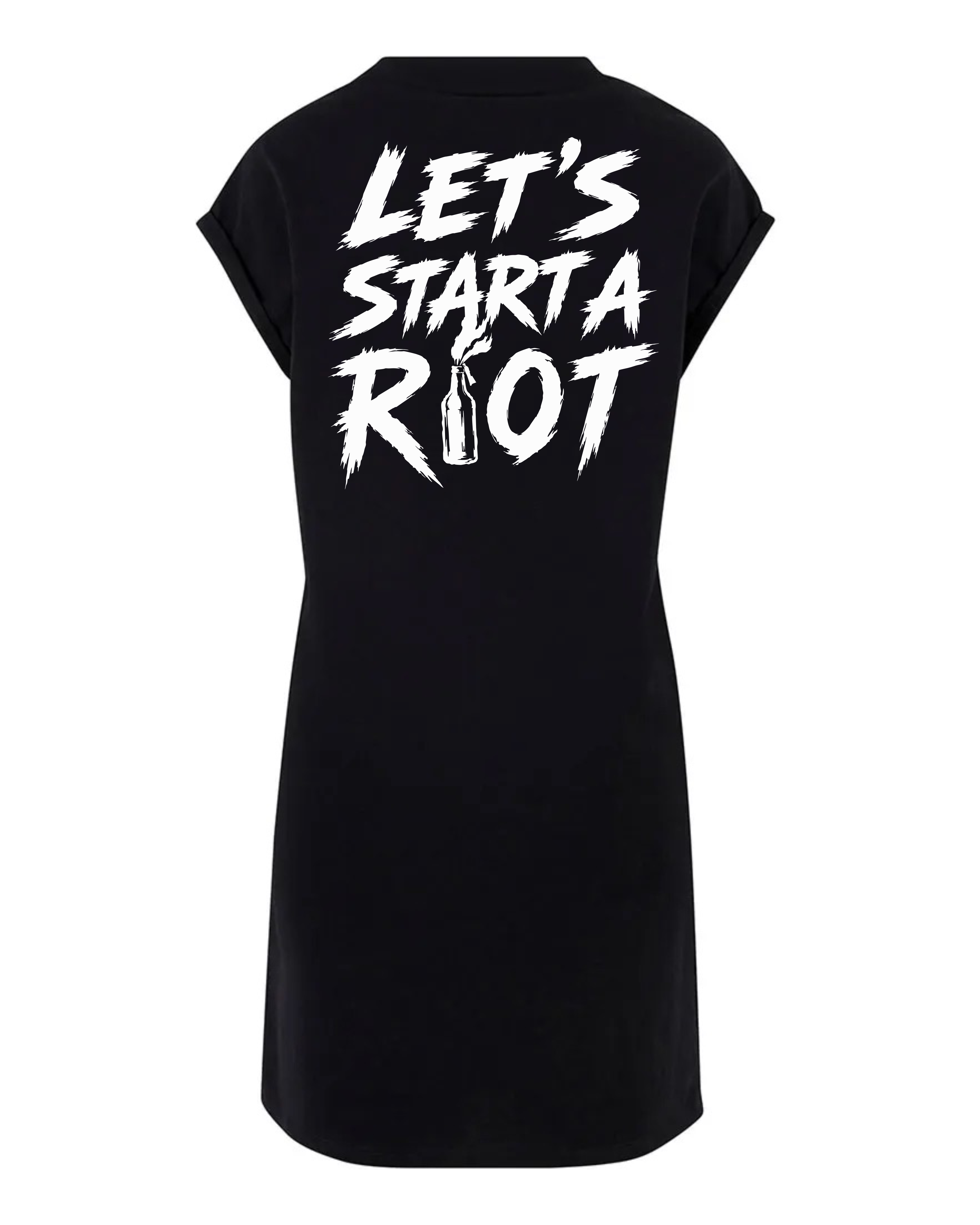 ORGANIC SHOULDER DRESS - "R!OT" - backpiece - black