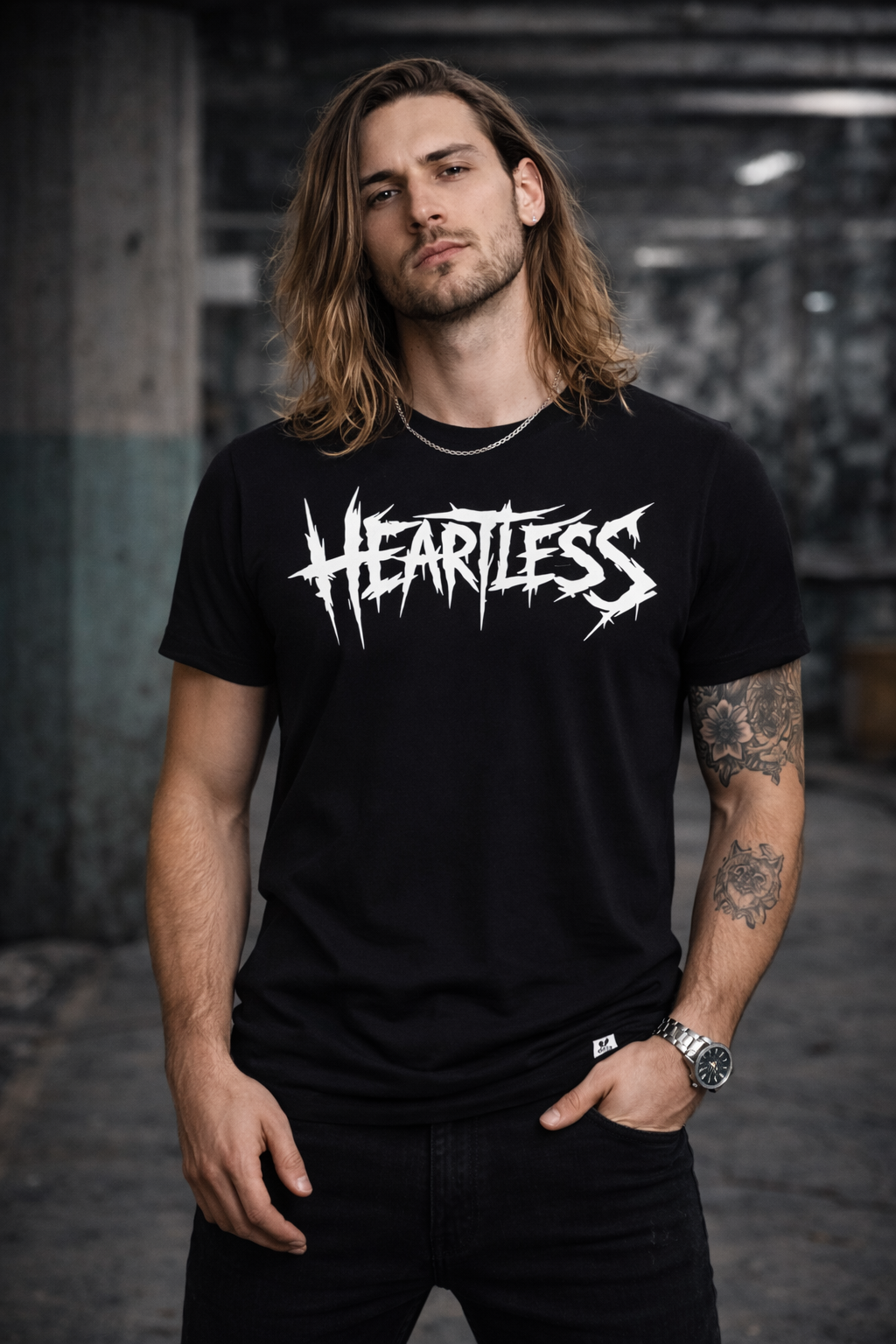 ORGANIC T-SHIRT - "Heartless" - front - black