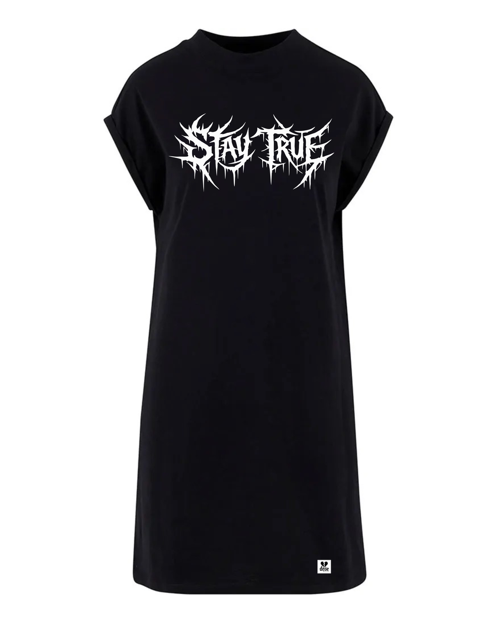ORGANIC SHOULDER DRESS - "Stay True" - front - black