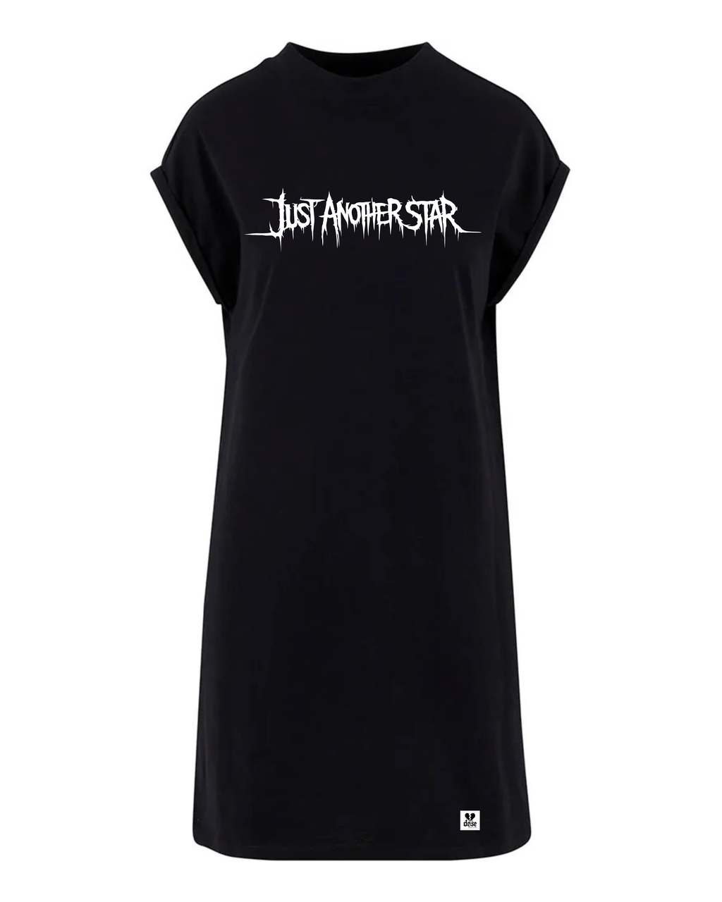 ORGANIC SHOULDER DRESS - "Just Another Star" - front - black