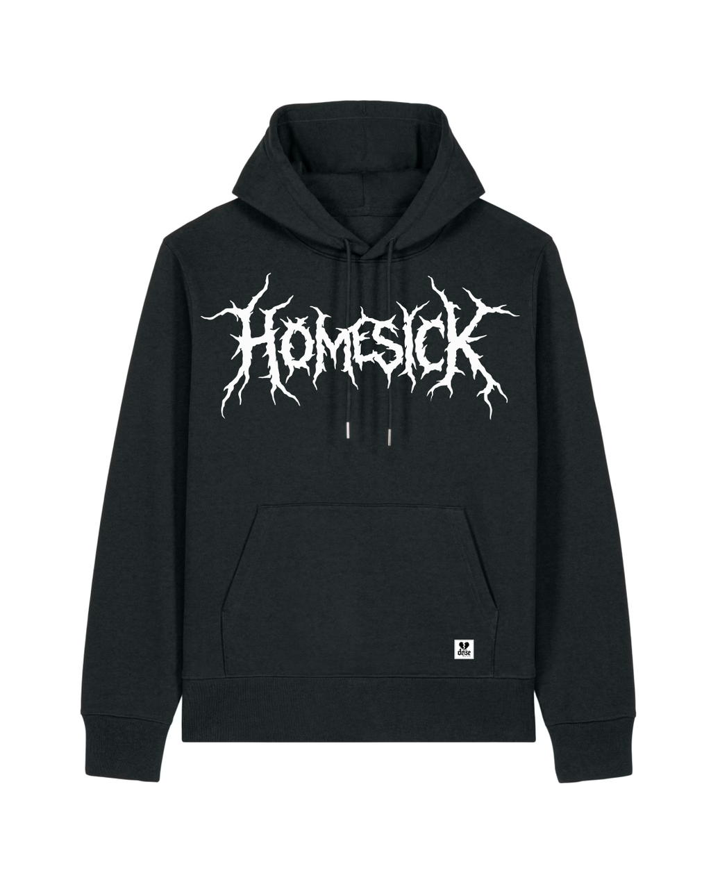 ORGANIC HOODIE - "Homesick" - front - black