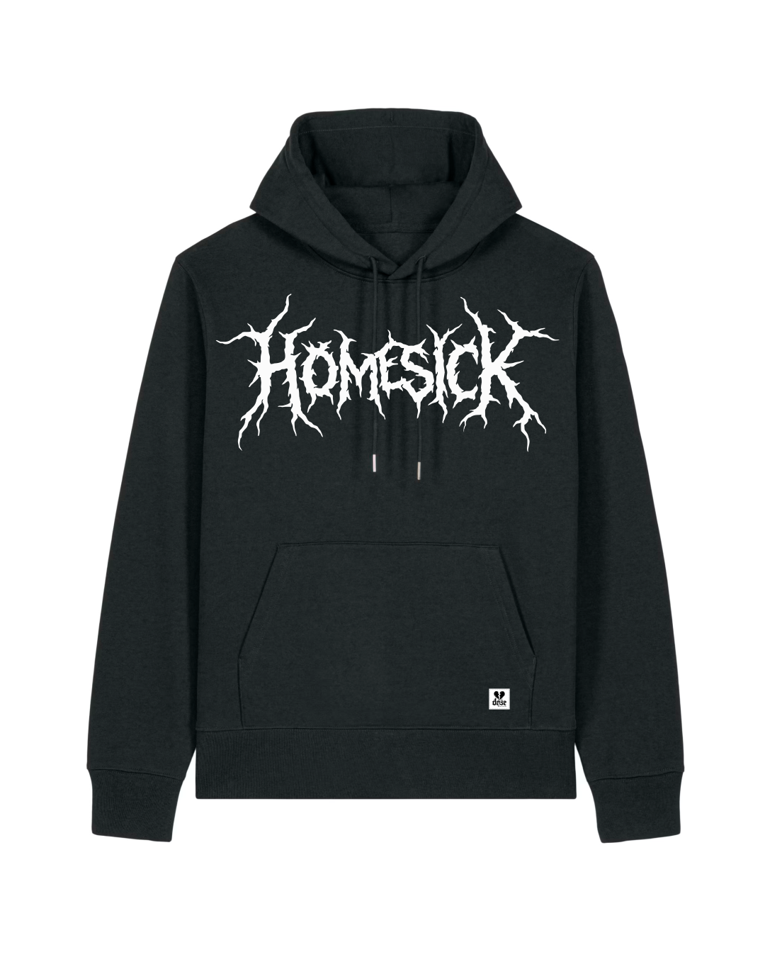 ORGANIC HOODIE - "Homesick" - front - black