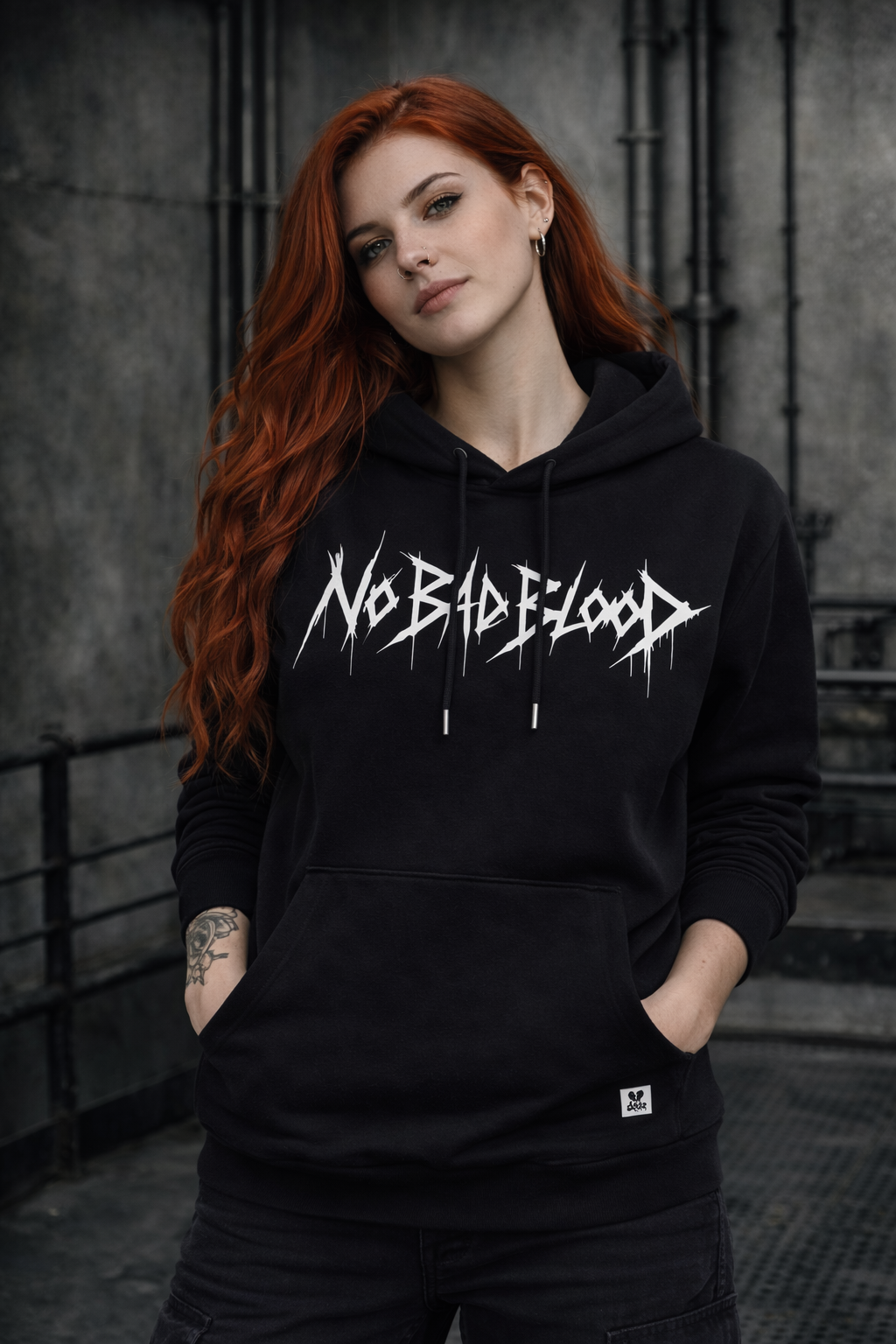 ORGANIC HOODIE - "No Bad Blood" - front - black