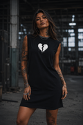 ORGANIC SHOULDER DRESS - "Lightning Heart" - front - black