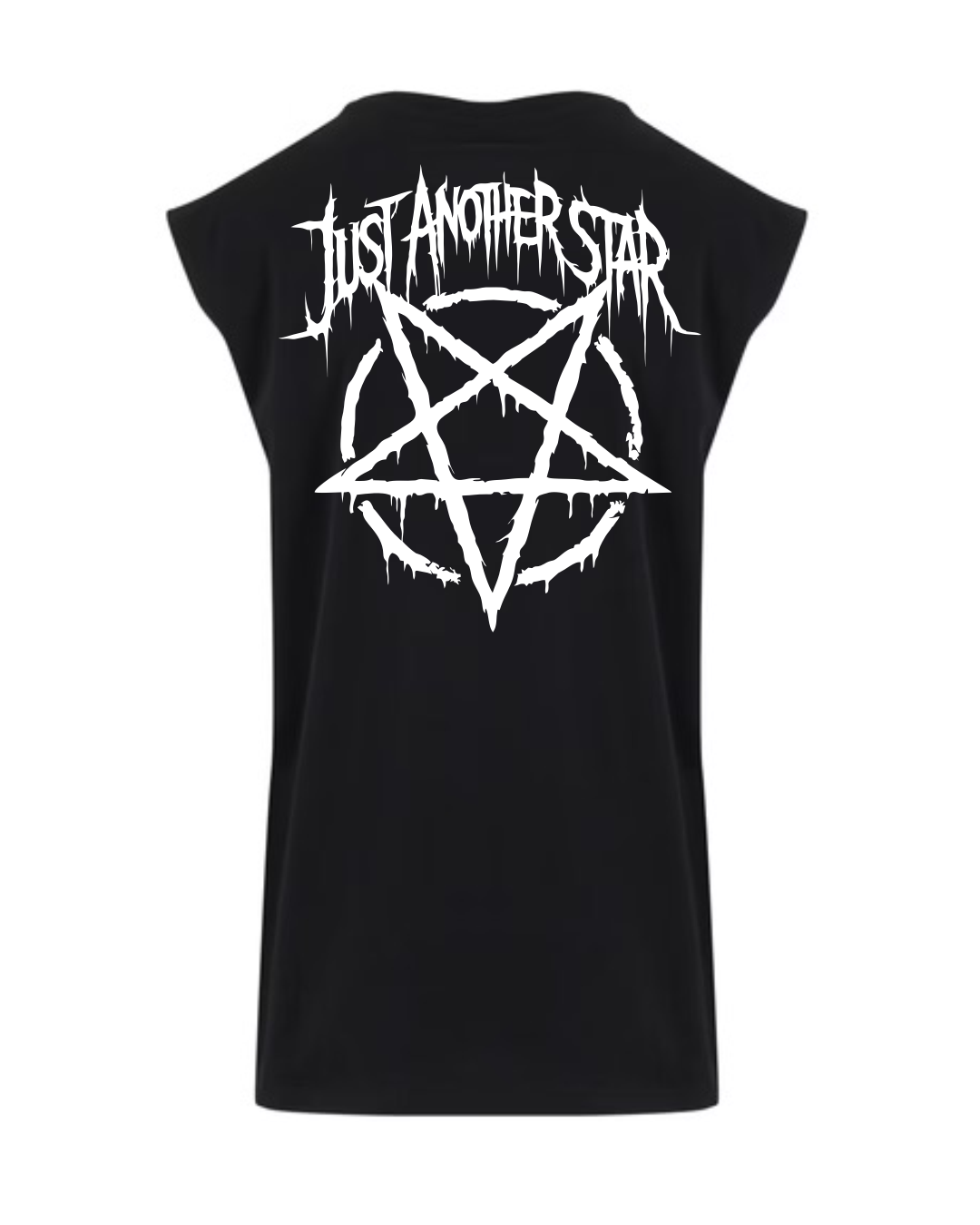 ORGANIC SLEEVELESS SHIRT - "Just Another Star" - backpiece - black