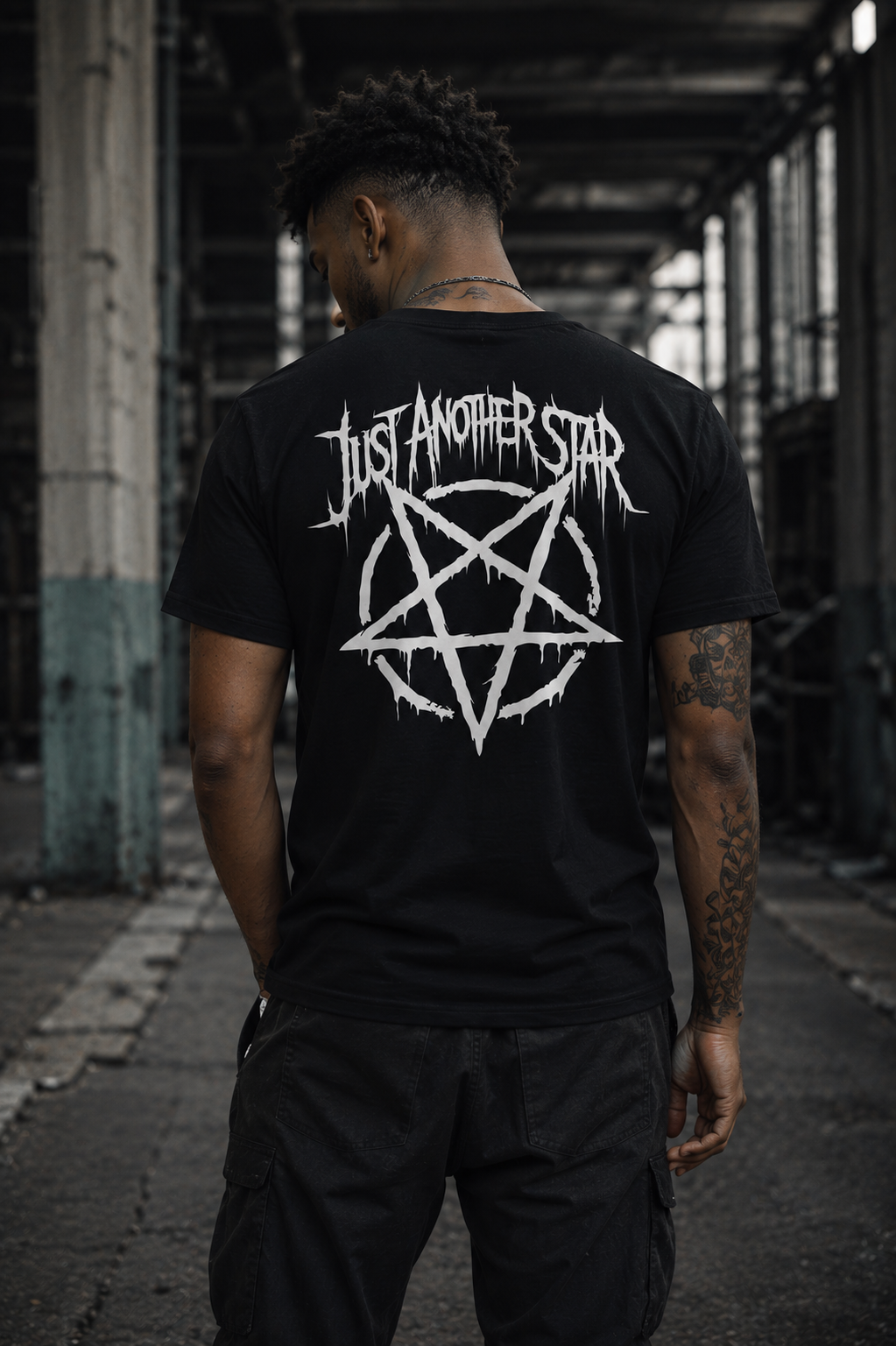 ORGANIC T-SHIRT - "Just Another Star" - backpiece - black