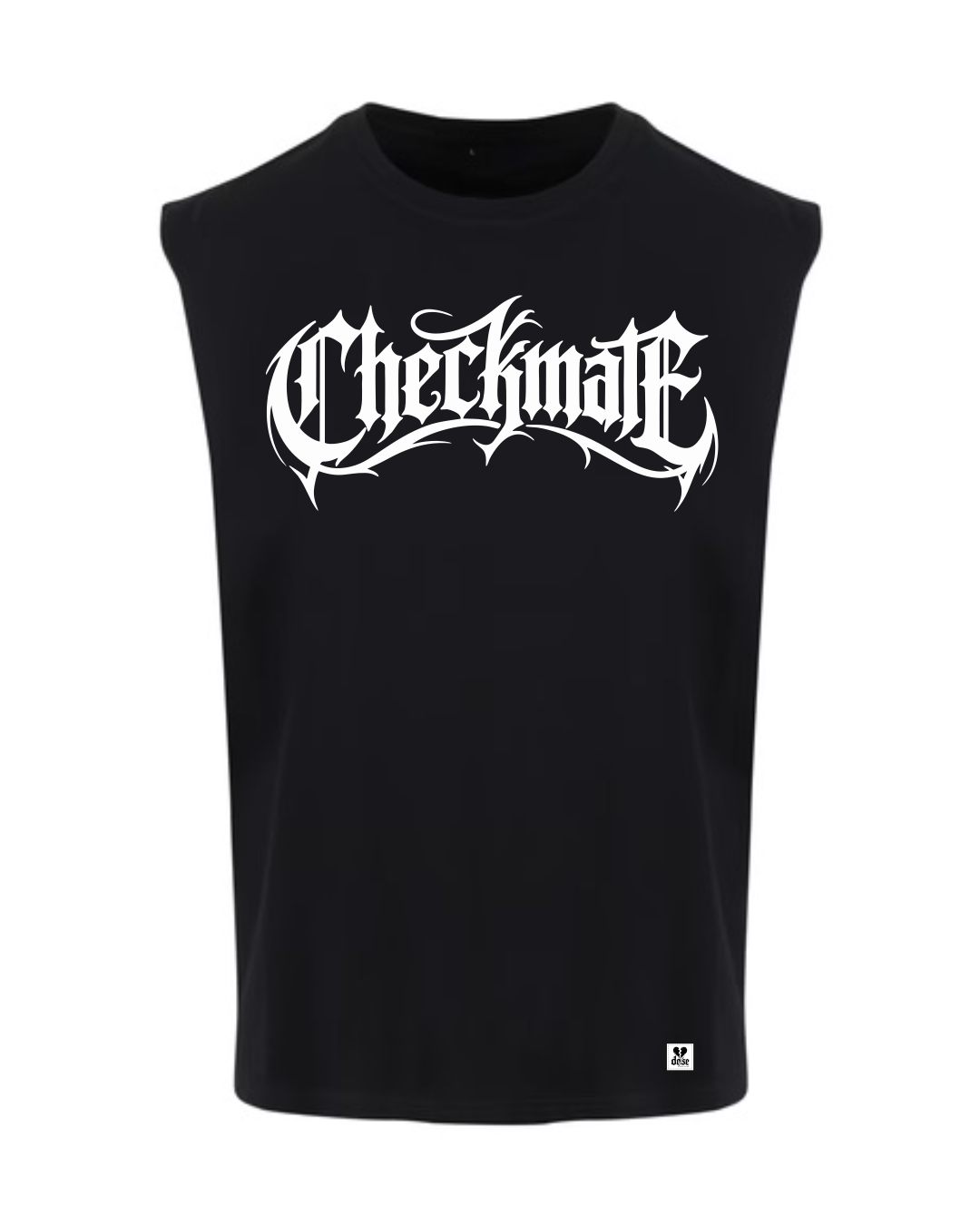 ORGANIC SLEEVELESS SHIRT - "Checkmate" - front - black