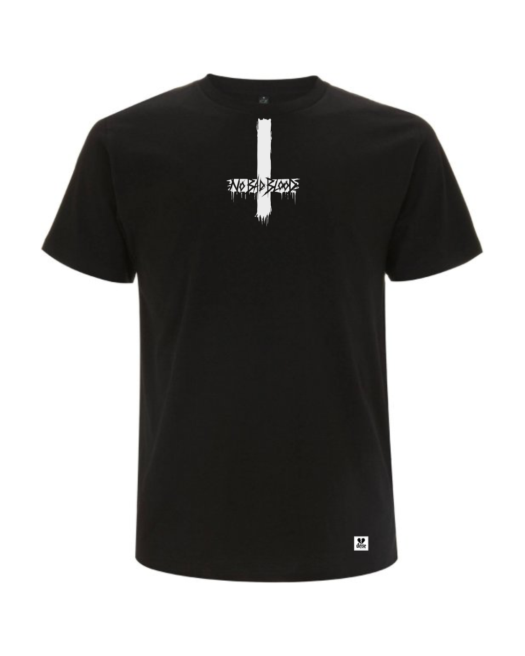 ORGANIC T-SHIRT - "No Bad Blood" - cross - black